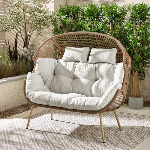 Beige rattan double egg - rattan,