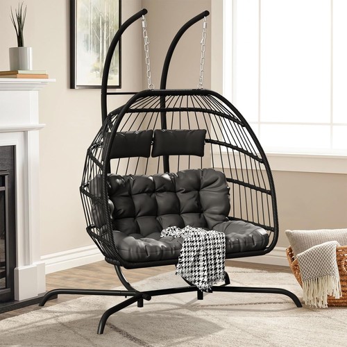 Wicker rattan hanging egg - rattan,