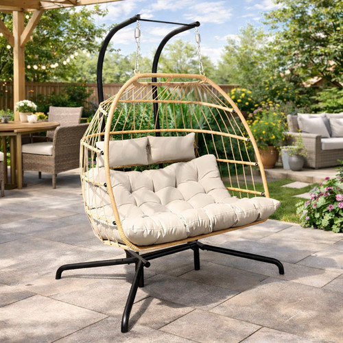 Double egg chair swing rattan - double,
